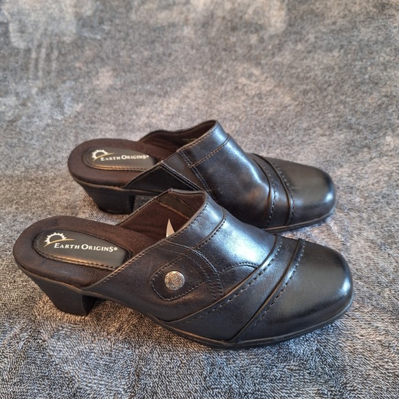 Earth Origins Shoes - Earth Origins Mule Clog Kira Shoes Womans‎ 9.5 Blk Slip On Vegan Leather Comfort
